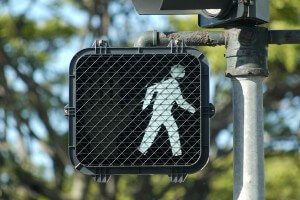 Crosswalk accident. Pedestrian walk crossing - Stock