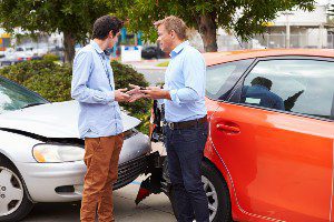 two drivers talking after crash