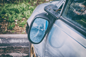 damaged rearview mirror on a vehicle 
