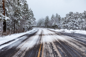 Black ice on a dangerous highway