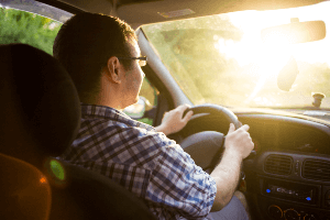 Sun glare on windshield.