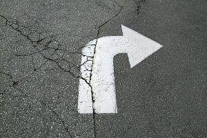 right turn arrow on road